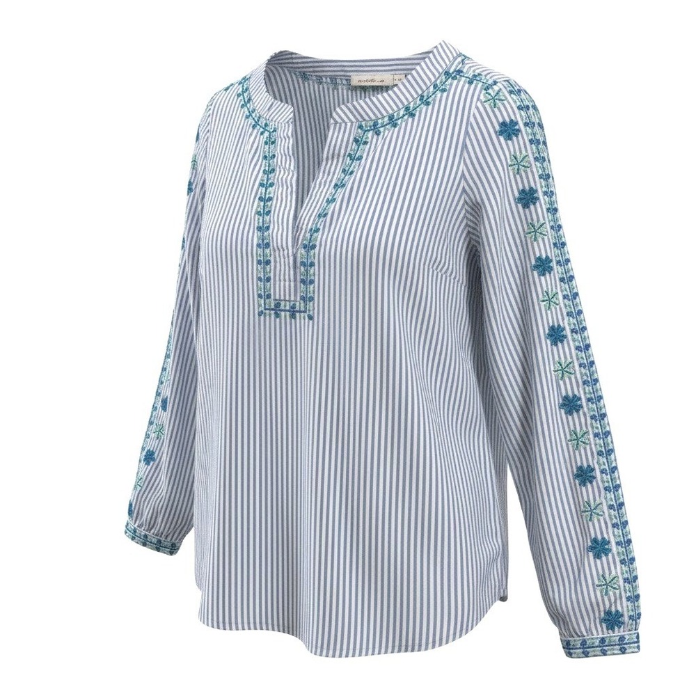 Vineyard Vines Embroidered Stripe Tunic Women XS Blue White Boho Preppy Top
